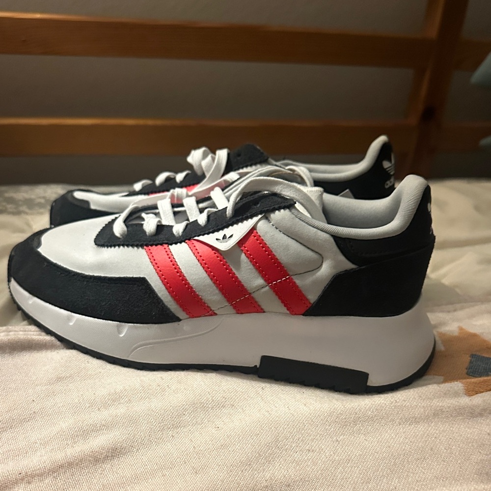 Adidas Black and Red Striped Sneakers